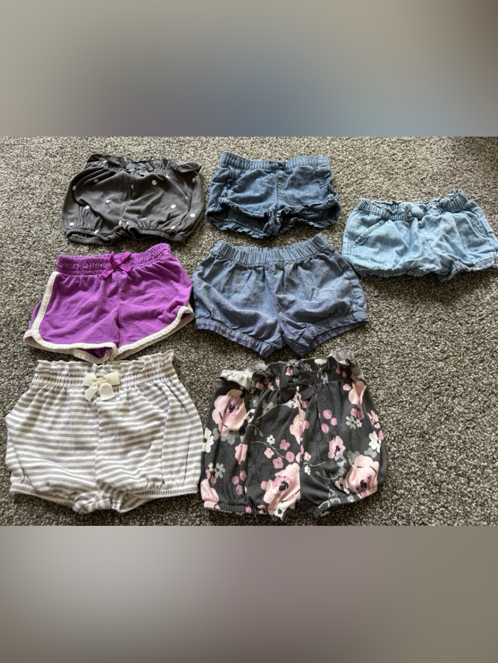 Girls Soft Cotton Shorts - Purple, Gray, Floral, Denim Mix